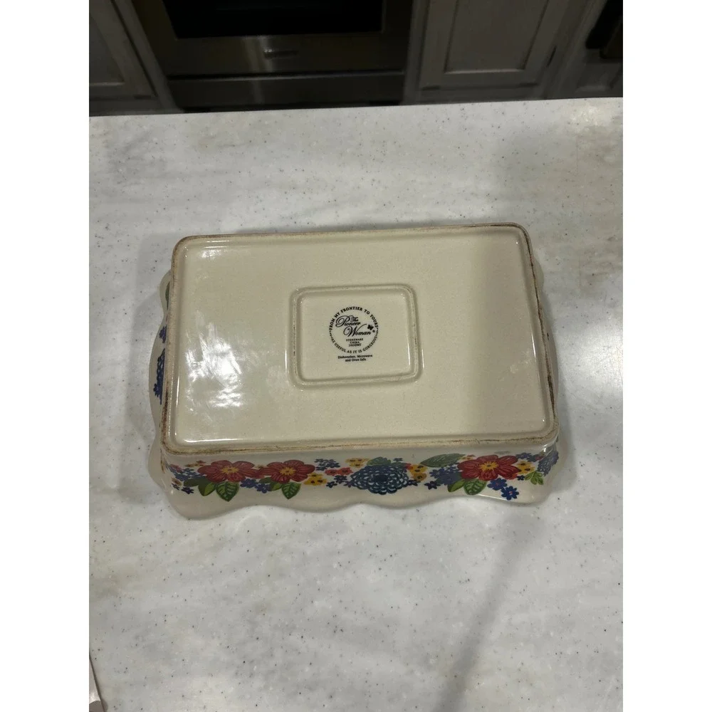Pioneer Woman Breezy Blossom Rectangular Baker Stoneware Floral Baking Dish 12x8